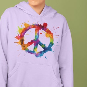 Peace Symbol Hoodie, Rainbow Hippy Pullover, LGBTQ subtle Pride sweater