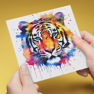 Tiger Katzen thema Grußkarte, Blanko-Karte für Tierliebhaber, Geburtstag, Danke, Feier,