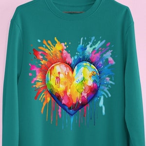 Rainbow Heart Pride Sweatshirt - Colorful Love Unisex Sweater