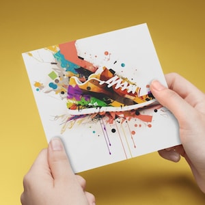 Carte de voeux artistique Trainer, carte vierge pour les amateurs de chaussures de sport, anniversaire, merci, célébration