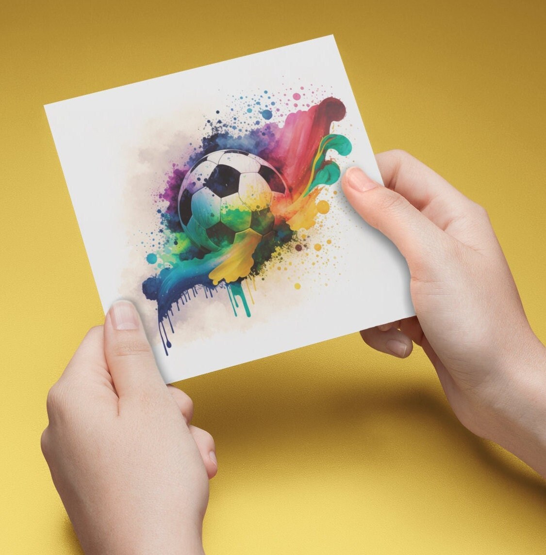 Football Art Greeting Card,  blank card for soccer sport lovers, Birthday, thank you, celebration