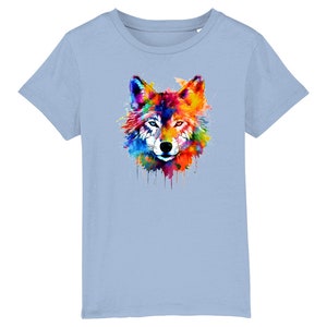 Rainbow Wolf Kids Tee, Fox Dog Colourful T-Shirt image 8