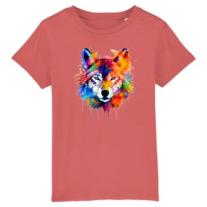 Rainbow Wolf Kids Tee, Fox Dog Colourful T-Shirt image 10