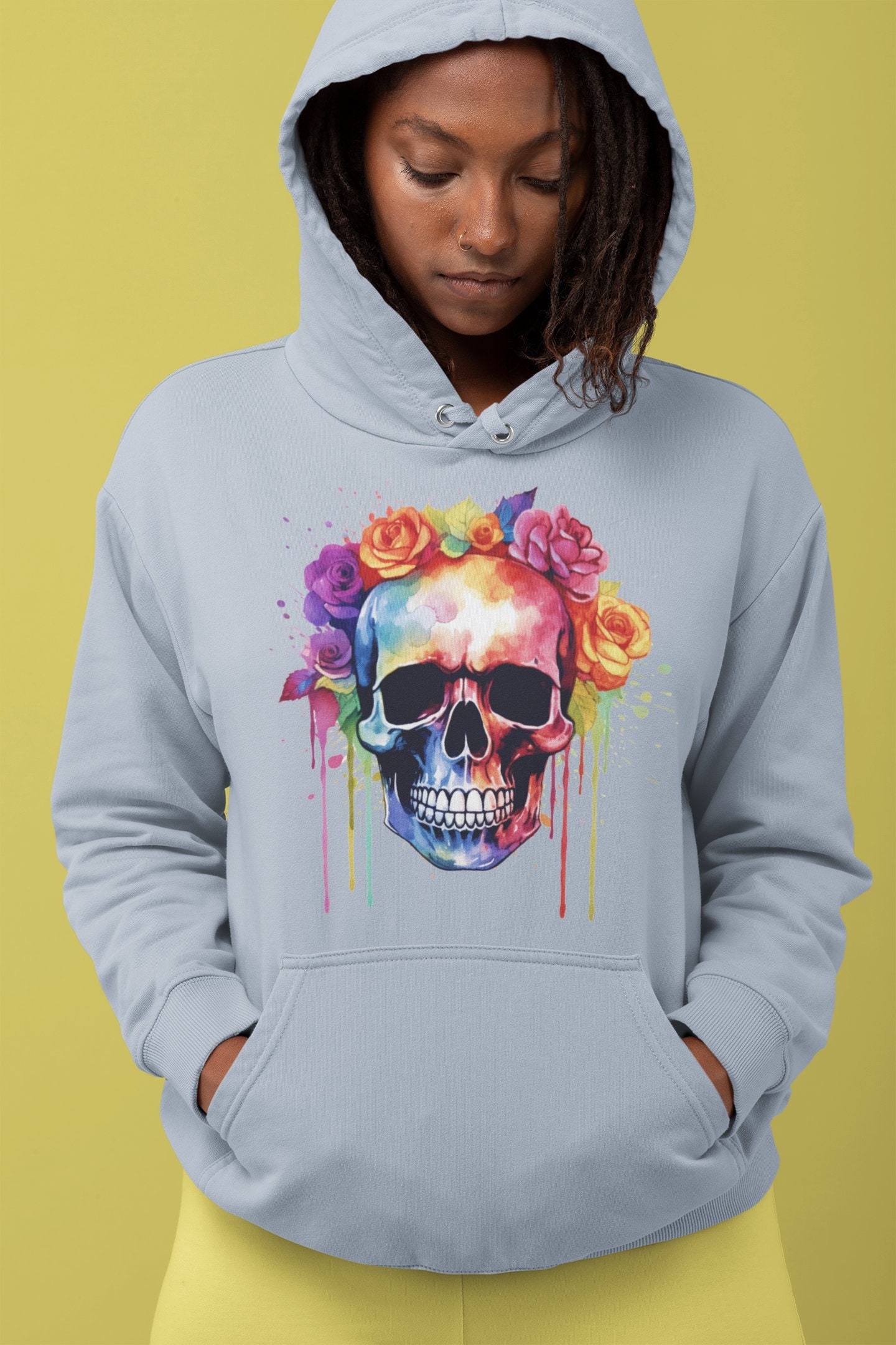 Floral Skull Hoodie Etsy UK