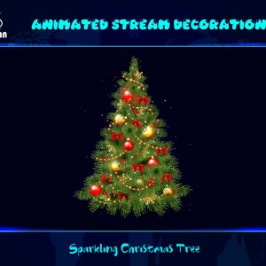 Sparkling Christmas Tree Animated Stream Decorations, Animated Xmas Tree for Twitch Stream Decorations, Stream Art, Stream Graphics