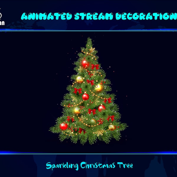 Sparkling Christmas Tree Animated Stream Decorations, Animated Xmas Tree for Twitch Stream Decorations, Stream Art, Stream Graphics