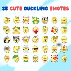 35 Cute Duckling Emotes Pack, Twitch Emotes Pack, Discord Emotes Pack, Emotes For Streamer, Emotes Pack.