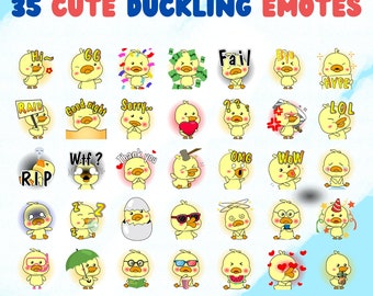 35 Cute Duckling Emotes Pack, Twitch Emotes Pack, Discord Emotes Pack, Emotes For Streamer, Emotes Pack.