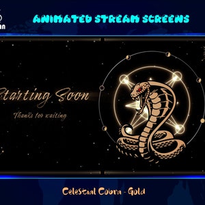 Celestial Cobra Animated Stream Overlay, Celestial Snake Twitch Overlay for Streamers, OBS, StreamLabs, StreamElements