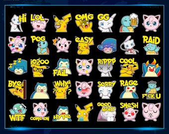 35 Cute Pokemon Emotes Package, Pokemon Static Twitch Emotes, Discord Emotes Pack, Emotes For Streamers