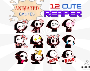 12 Animated Funny Reaper Emotes Pack, Animated Twitch Emotes Pack, Discord Emotes Pack, Animated Emotes For Streamer, Animated Emotes Pack