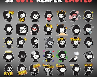 35 Grim Reaper Emotes Pack, Twitch Emotes Pack, Discord Emotes Pack, Emotes For Streamer, Emotes Pack.
