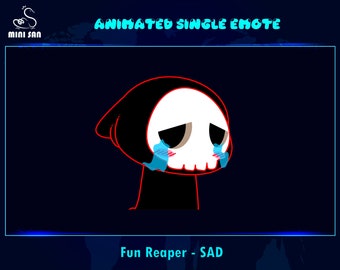 Animated Cute Sad Reaper Emote, Cute Sad Reaper Twitch Emote, Sad Reaper Discord Emote, Cry Reaper Chat Emote For Streamers
