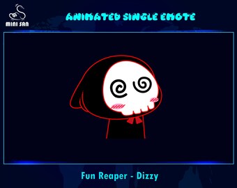 Animated Cute Dizzy Reaper Emote, Cute Dizzy Reaper Twitch Emote, Cute Reaper Discord Emote, Dizzy Cute Reaper Chat Emote For Streamers