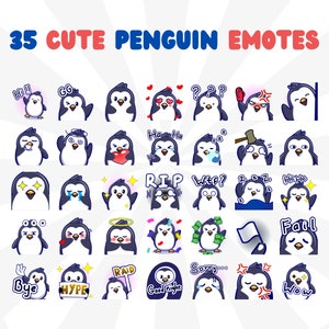 35 Cute Penguin Emotes Pack, Twitch Emotes Pack, Discord Emotes Pack, Emotes For Streamer, Emotes Pack.