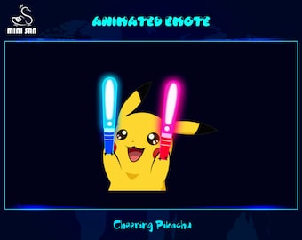 Animated Cute Cheering Pikachu Emote, Cute Cheering Pikachu Twitch Emote, Cute Cheering Pikachu Discord Emote for Streamers