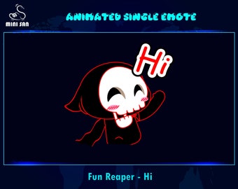Animated Cute Hi Reaper Emote, Cute Greeting Reaper Twitch Emote, Greeting Reaper Discord Emote, Greeting Reaper Chat Emote For Streamer
