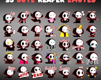 35 Cute Reaper Emotes Pack, Twitch Emotes Pack, Discord Emotes Pack, Emotes For Streamer, Emotes Pack.