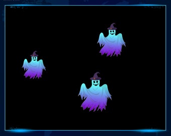Uroczy duch animowane dekoracje strumieniowe, latający duch na Halloween do dekoracji strumieniowych Twitch, sztuka strumieniowa, grafika strumieniowa