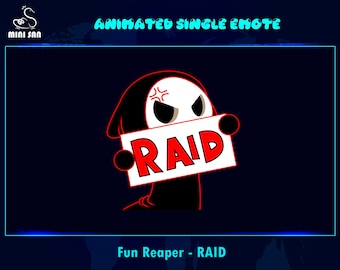 Animated Cute RAID Reaper Emote, Cute RAID Reaper Twitch Emote, Cute Reaper Discord Emote, RAID Cute Reaper Chat Emote For Streamers
