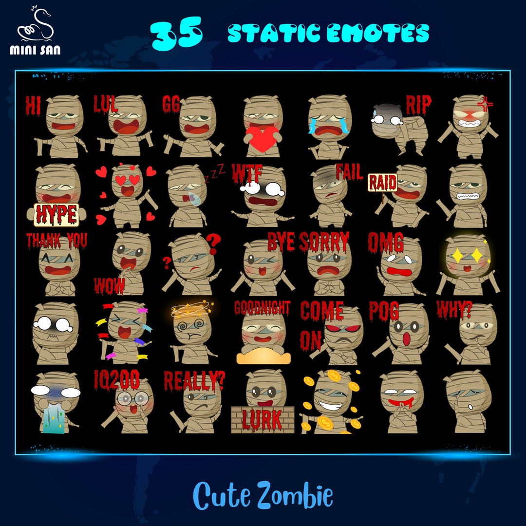 35 Cute Zombie Emotes Package, Twitch Emotes Set, Discord Emotes Set, Emotes for Streamer