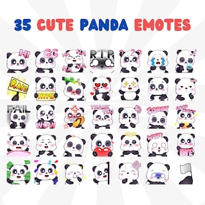 Paquete de 35 gestos de Panda lindo, paquete de gestos de Twitch, paquete de gestos de Discord, paquete de gestos para Streamer, paquete de gestos.
