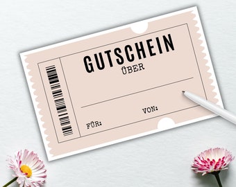 Blank voucher template to fill out, personalizable voucher, voucher to print, last minute gift, birthday Christmas