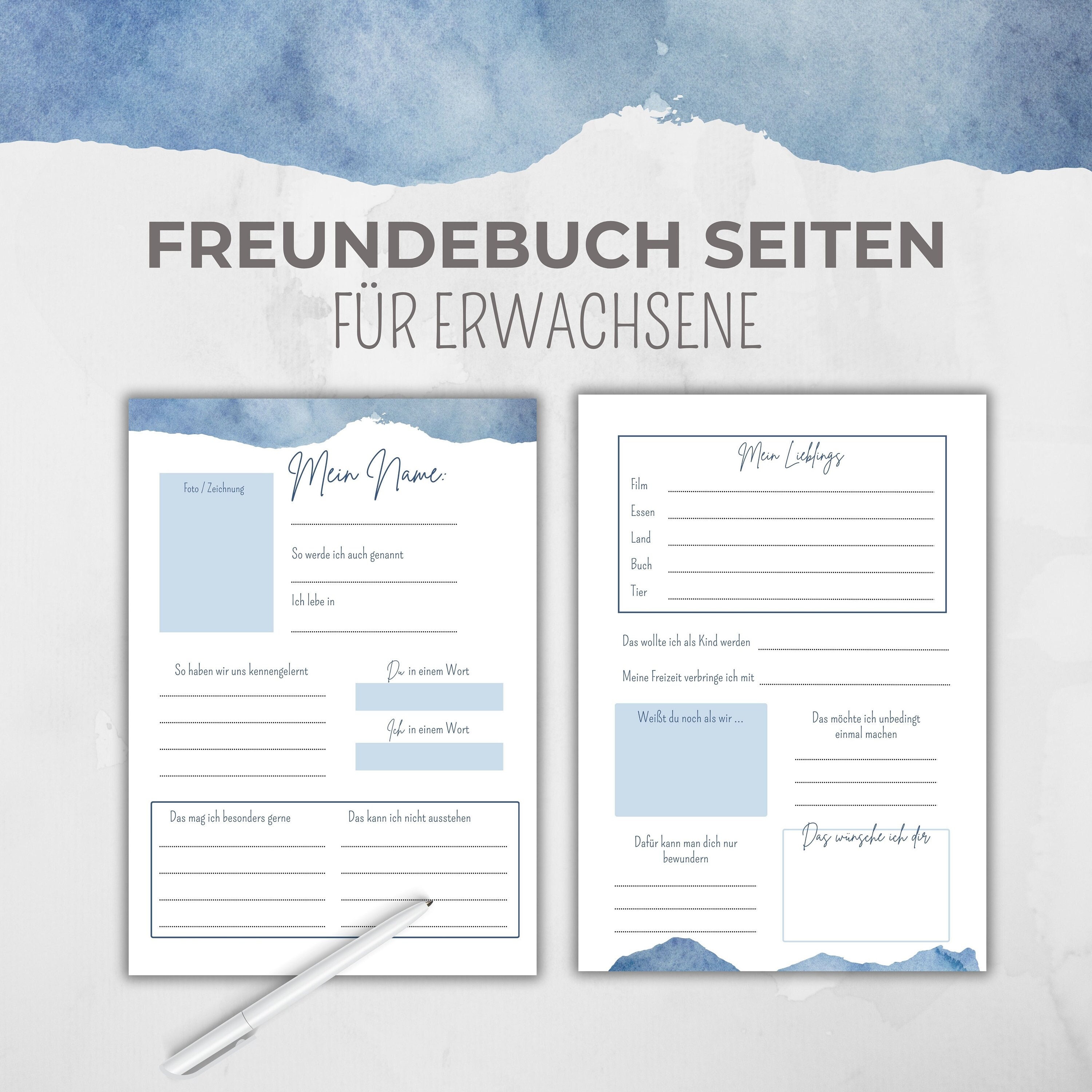 Freundebuch Seiten Erwachsene personalisierbar, Freundschaftsbuch