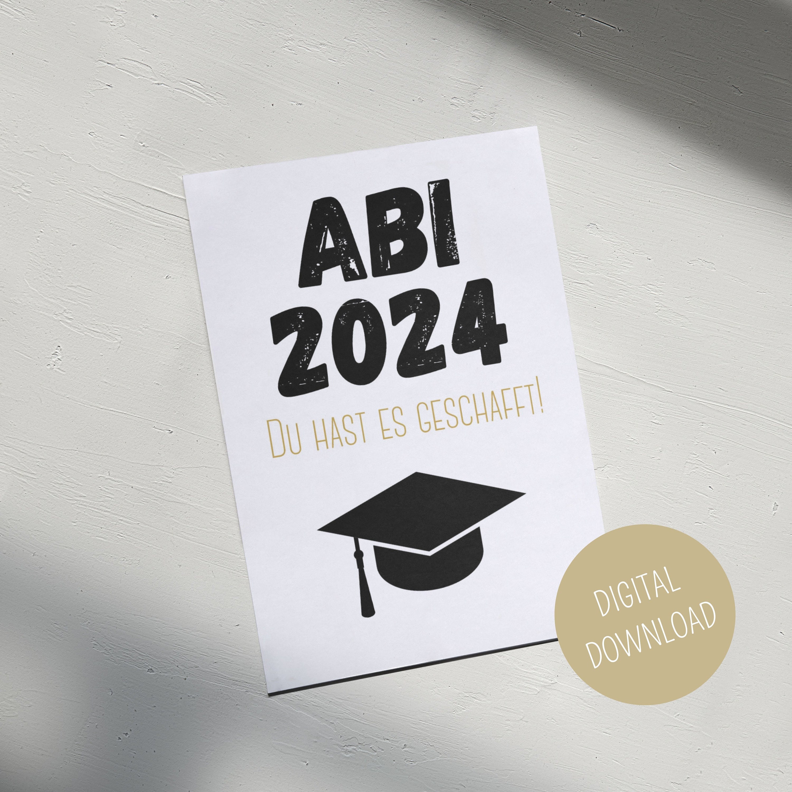  Card Abitur 2024, Congratulations Card Abitur, Last Minute Gift Abitur 