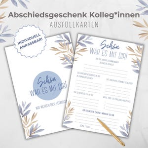 Ausfüllkarte Kollegen, Abschiedsgeschenk Kollegin, Freundebuch Kolleg*innen, Verabschiedung oder Rente Ruhestand, floral, inkl Canva Vorlage