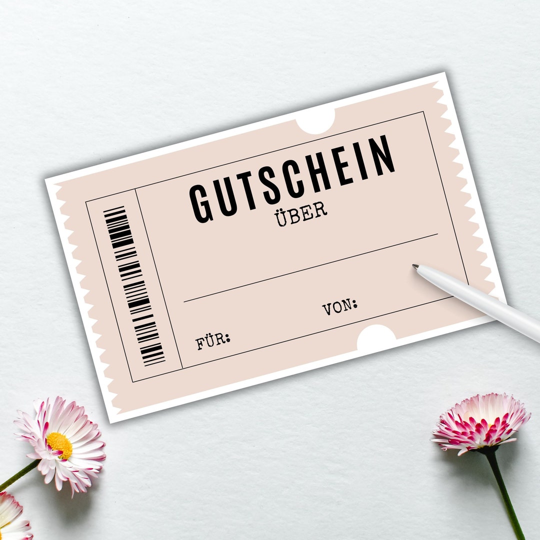 Blanko Gutschein Vorlage zum ausfüllen, personalisierbarer Gutschein