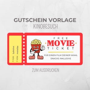Voucher template cinema to fill out, personalizable retro voucher to print, last minute gift, gift idea birthday
