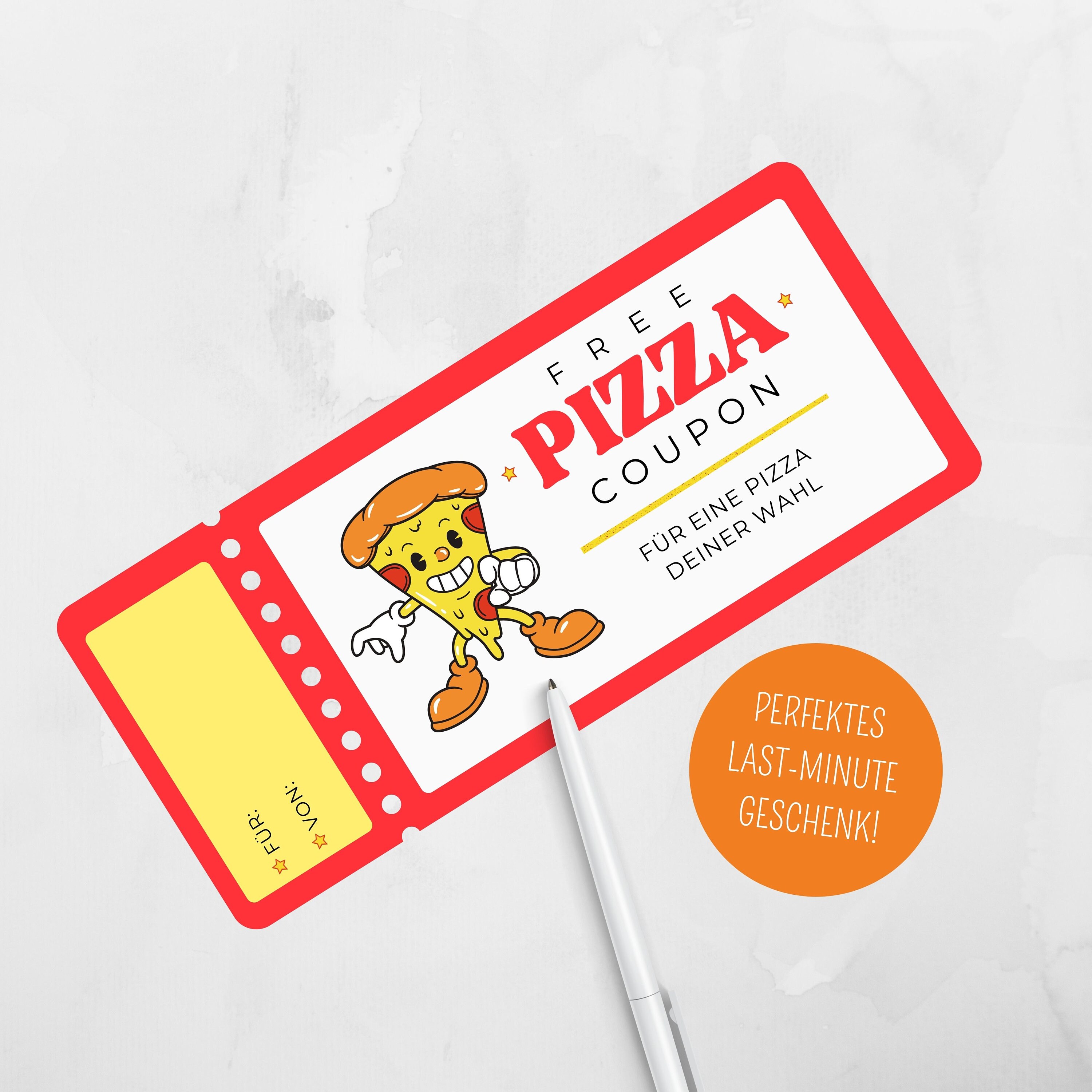 Pizza Raffle Box Retro Pizza Voucher Template to Fill Out, Personalizable Voucher to ...