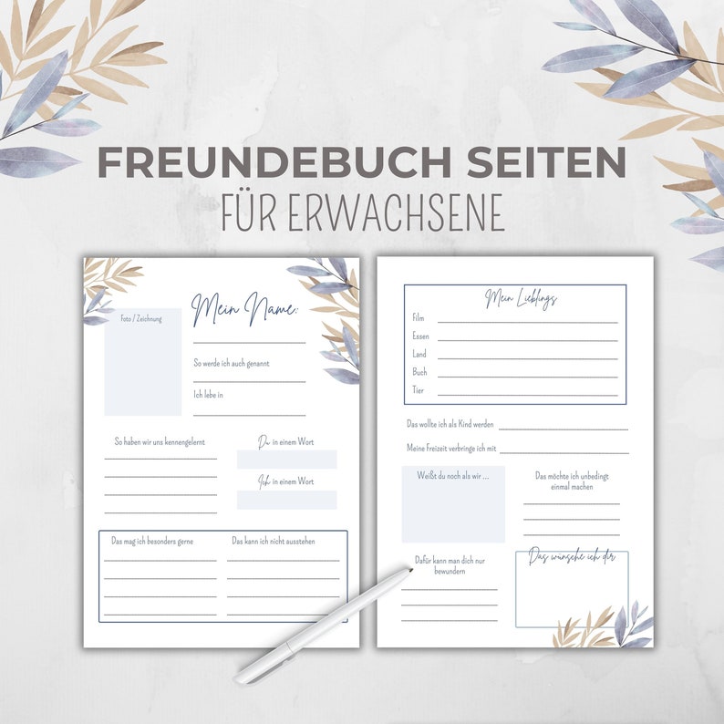 Freundebuch Sprüche Das Wünsche Ich Dir Freundebuch Seiten Erwachsene personalisierbar, Freundschaftsbuch