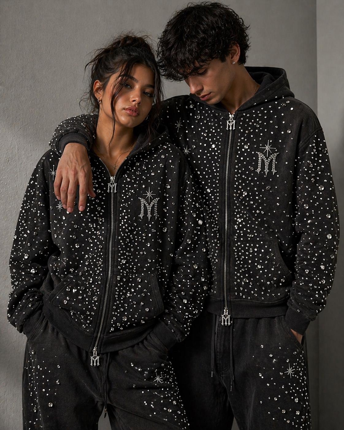 Rhinestone zip up hoodie - Etsy 日本
