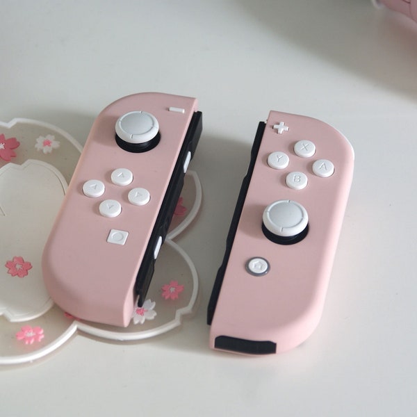 Kirschblüten Pink personalisierter Nintendo Switch Joy-Con Controller mit Weißen Tasten