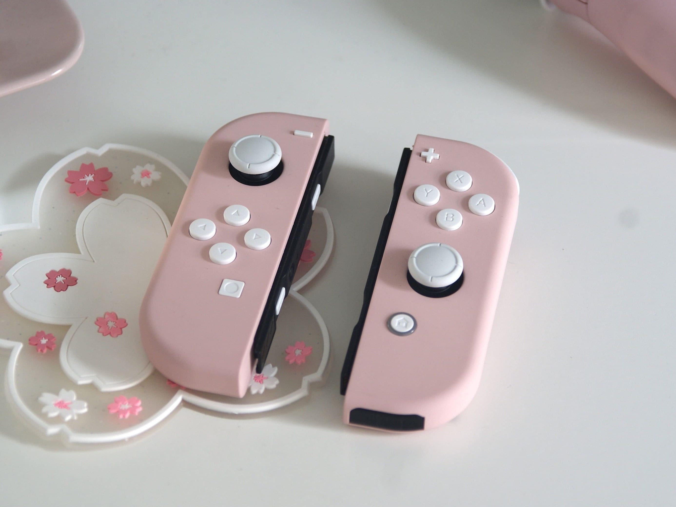 Custom Pastel Baby Pink and Blue Nintendo Switch Joy-con Joycon Controllers  With Comfort Grip 