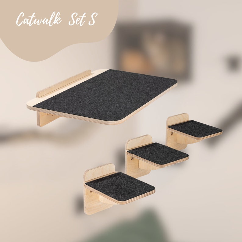 Catwalk various wall elements for cats. The wall-mounted playground for cats. Easy to assemble great fun for cats Set S