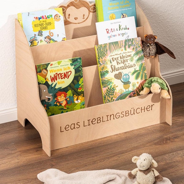 Bücherregal für Kinder aus Holz - Kreatives Kinder Bücherregal: Lerneffektives Design für Kinder - Spielend Aufräumen und Lernen zugleich