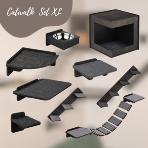 Catwalk various wall elements for cats. The wall-mounted playground for cats. Easy to assemble great fun for cats Set XL