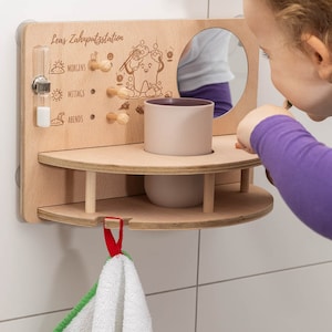 Zahnzauber tooth brushing station for 1 or 2 children. Montessori station with reward system to make brushing your teeth more fun image 1