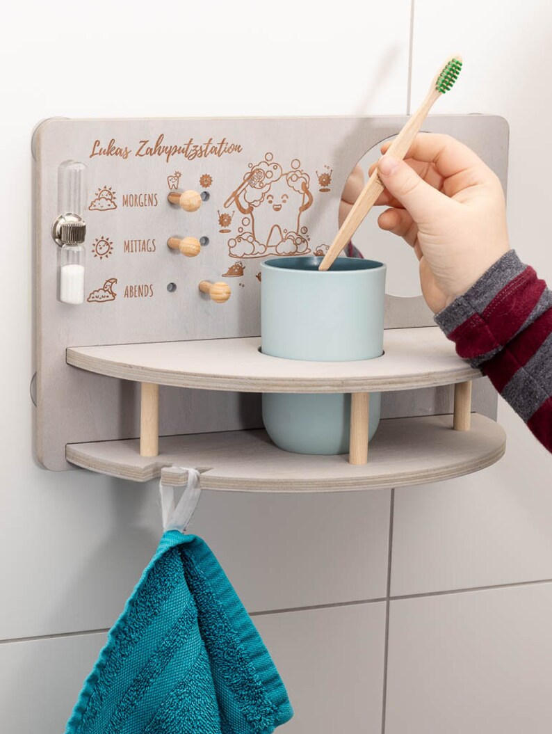 Zahnzauber tooth brushing station for 1 or 2 children. Montessori station with reward system to make brushing your teeth more fun Für ein Kind