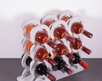 Elegante botellero para 9 botellas en filas de 3: diseño que ahorra espacio para una elegante presentación del vino en casa