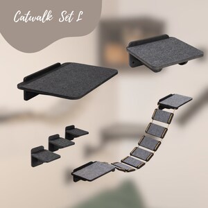 Catwalk various wall elements for cats. The wall-mounted playground for cats. Easy to assemble great fun for cats Set L