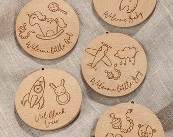 Birth tags with different motifs - gift tags for birth. Personalizable gift for newborns