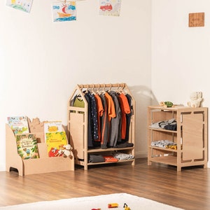 Armoire pour enfants avec portant et commode en ensemble ou individuellement. Armoire Montessori pour que les enfants apprennent de manière autonome image 7