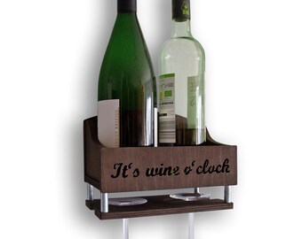 Wine rack with glass holder