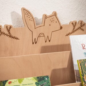 Wooden bookshelf for children Creative children's bookshelf: learning-effective design for children tidying up and learning at the same time Fuchs