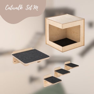 Catwalk various wall elements for cats. The wall-mounted playground for cats. Easy to assemble great fun for cats Set M