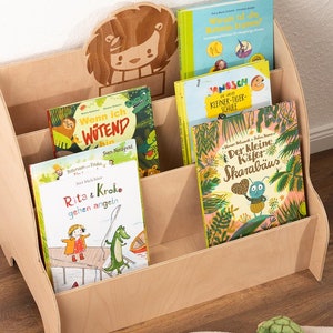 Wooden bookshelf for children Creative children's bookshelf: learning-effective design for children tidying up and learning at the same time image 8